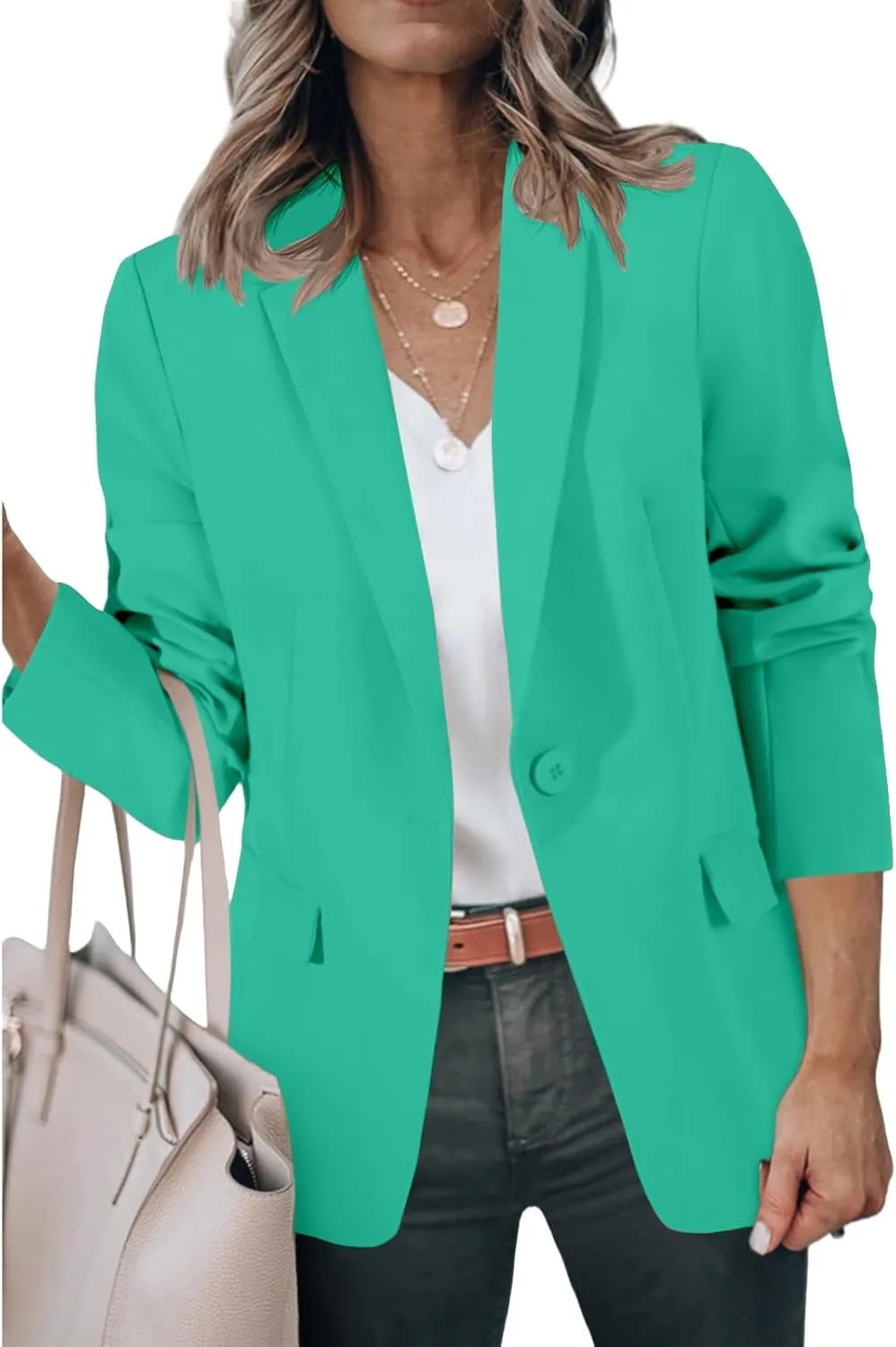 Blazers for Women Business Casual Open Front Long Sleeve Notch Lapel Office Blazer Jacket Work Office Suit Jackets Top