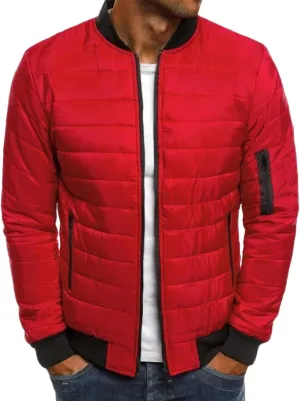 Bomber Jacket Men Diamond Casual Zip Up Quilted Varsity Jackets Winter Warm Lightweight Padded Outwear Flight Coat