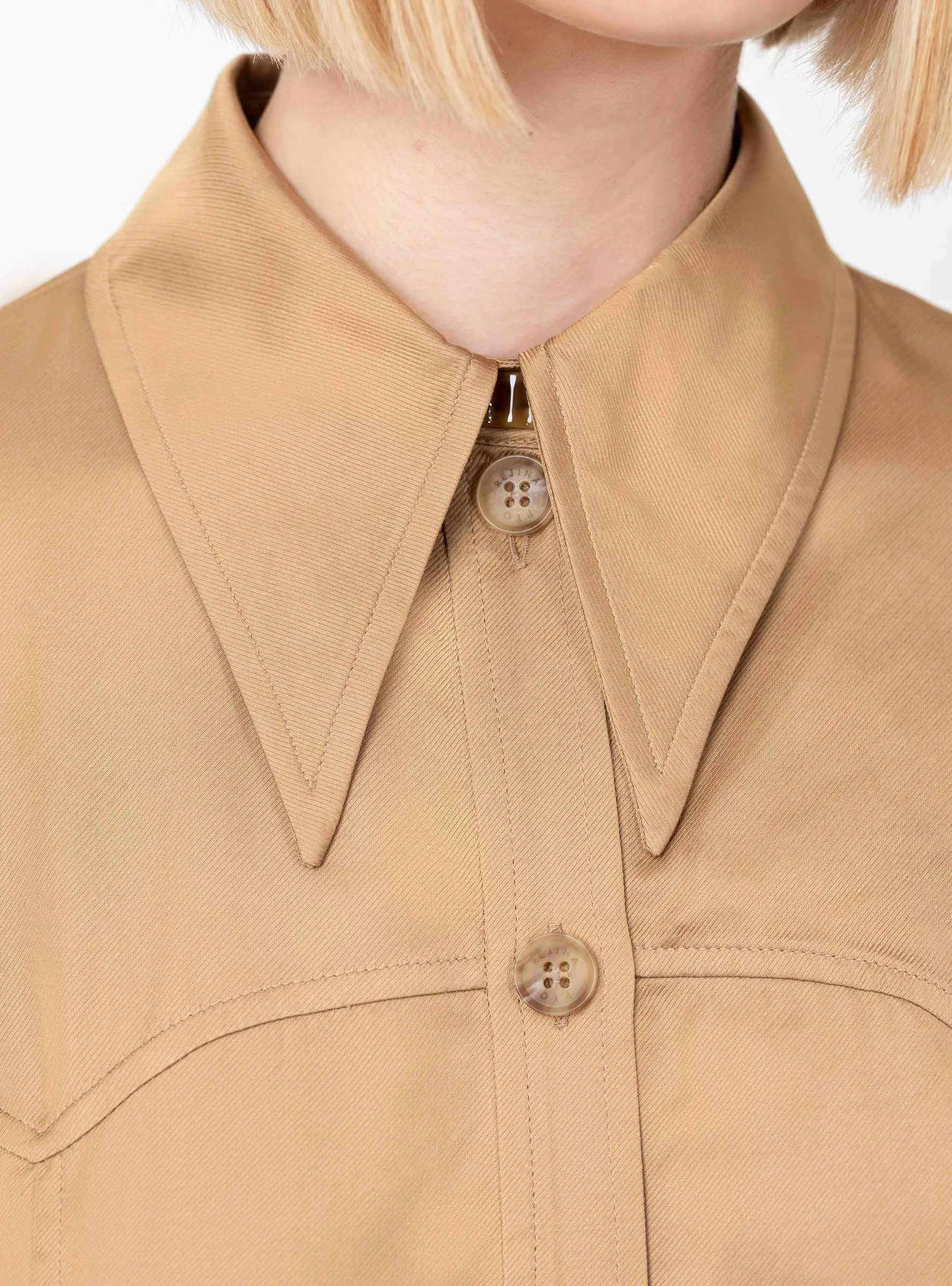 Camilla Shirt Satin Twill Tan