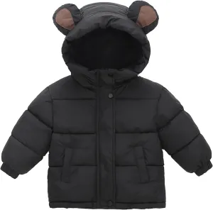 Children's Down Padded Jacket Short Winter Outerwear for Boys Girls Kids Unisex Basic Cute Bear Ear Clothes Top