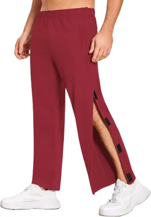 Deyeek Men's Tear Away Pants 2 Side Snap Open Bottom Sweatpants Loose Fit Casual Post Surgery Pants with Pockets