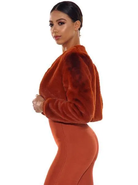 EUPHORIA FUR JACKET - BURNT ORANGE