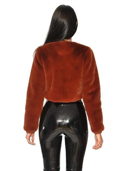 EUPHORIA FUR JACKET - BURNT ORANGE