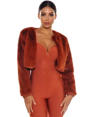 EUPHORIA FUR JACKET - BURNT ORANGE