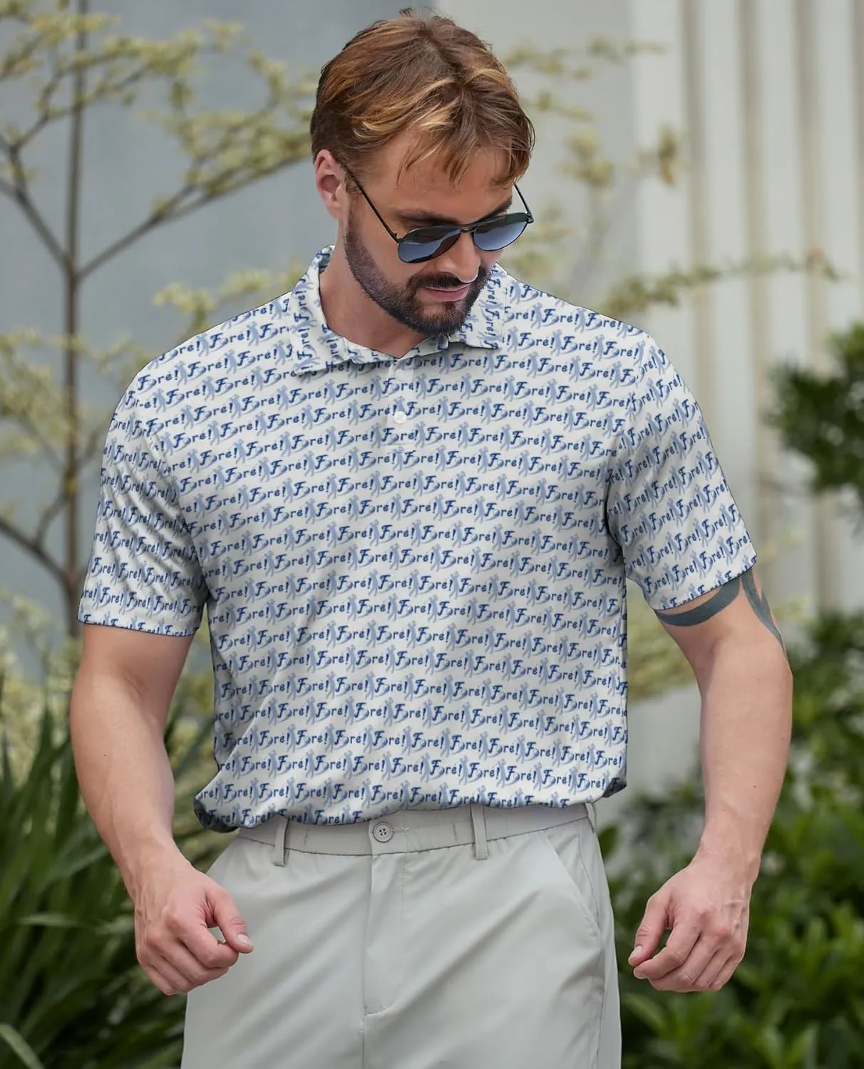 Funny Polo Shirt for Men Fashion Print Short Sleeve Golf Polos Shirts Quick Dry Performance Summer Shirt Golf Outfits