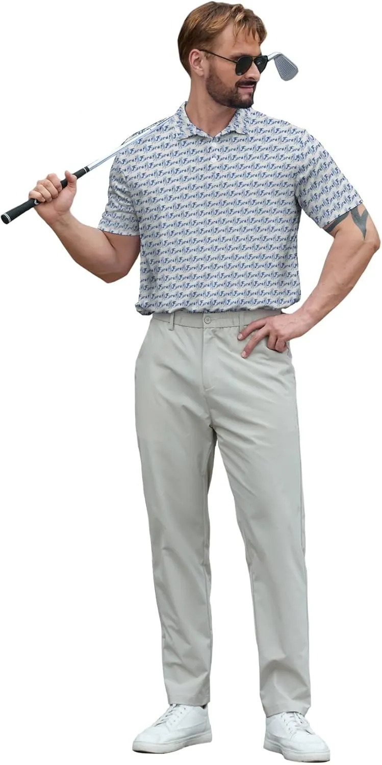 Funny Polo Shirt for Men Fashion Print Short Sleeve Golf Polos Shirts Quick Dry Performance Summer Shirt Golf Outfits