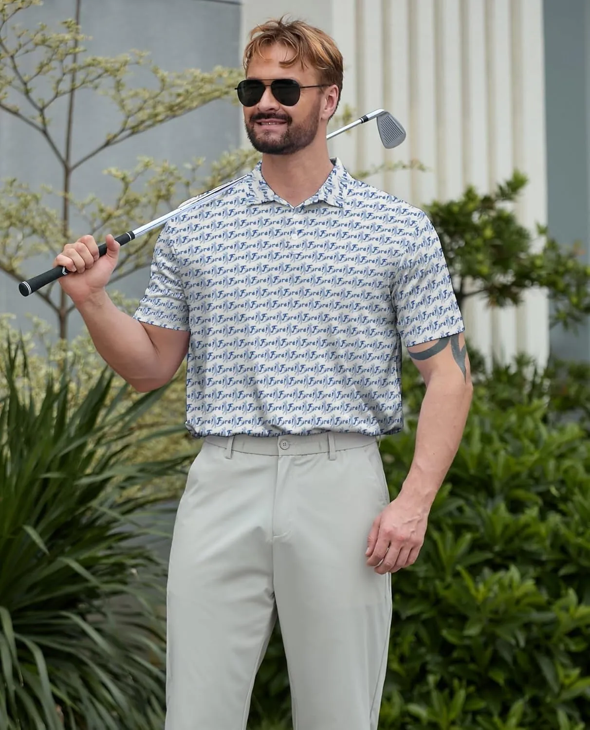 Funny Polo Shirt for Men Fashion Print Short Sleeve Golf Polos Shirts Quick Dry Performance Summer Shirt Golf Outfits