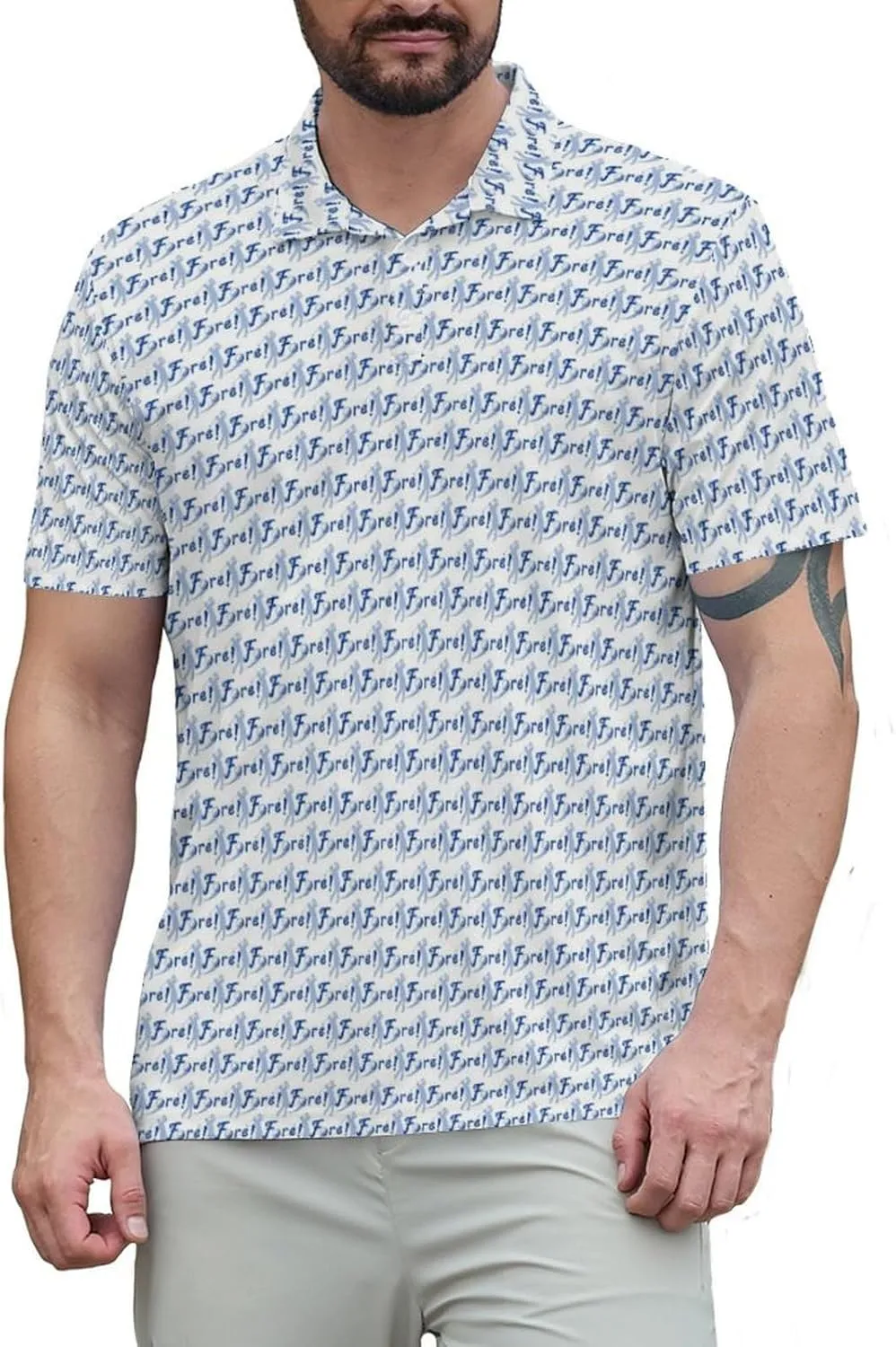 Funny Polo Shirt for Men Fashion Print Short Sleeve Golf Polos Shirts Quick Dry Performance Summer Shirt Golf Outfits