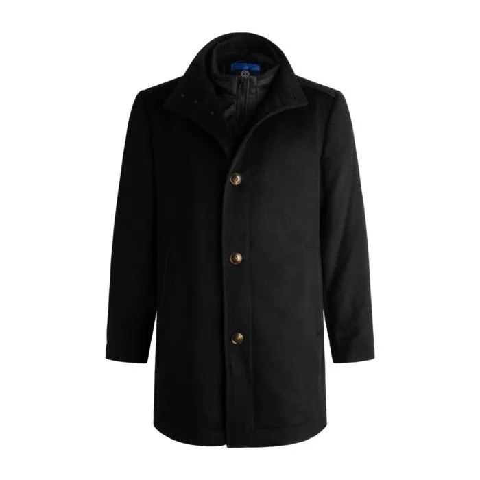 Leo Chevalier Mens Viyella Cashmere Blend 6 Button Black Coat