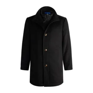 Leo Chevalier Mens Viyella Cashmere Blend 6 Button Black Coat