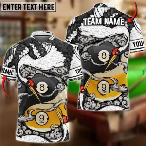 Maxcorners Billiards Ball 8 And 9 Yinyang Style Personalized Name, Team Name Shirt