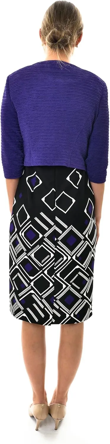 Maya Brooke Women's Knee Length Sheath Dress and 3/4 Sleeve Jacket 2-Piece Set