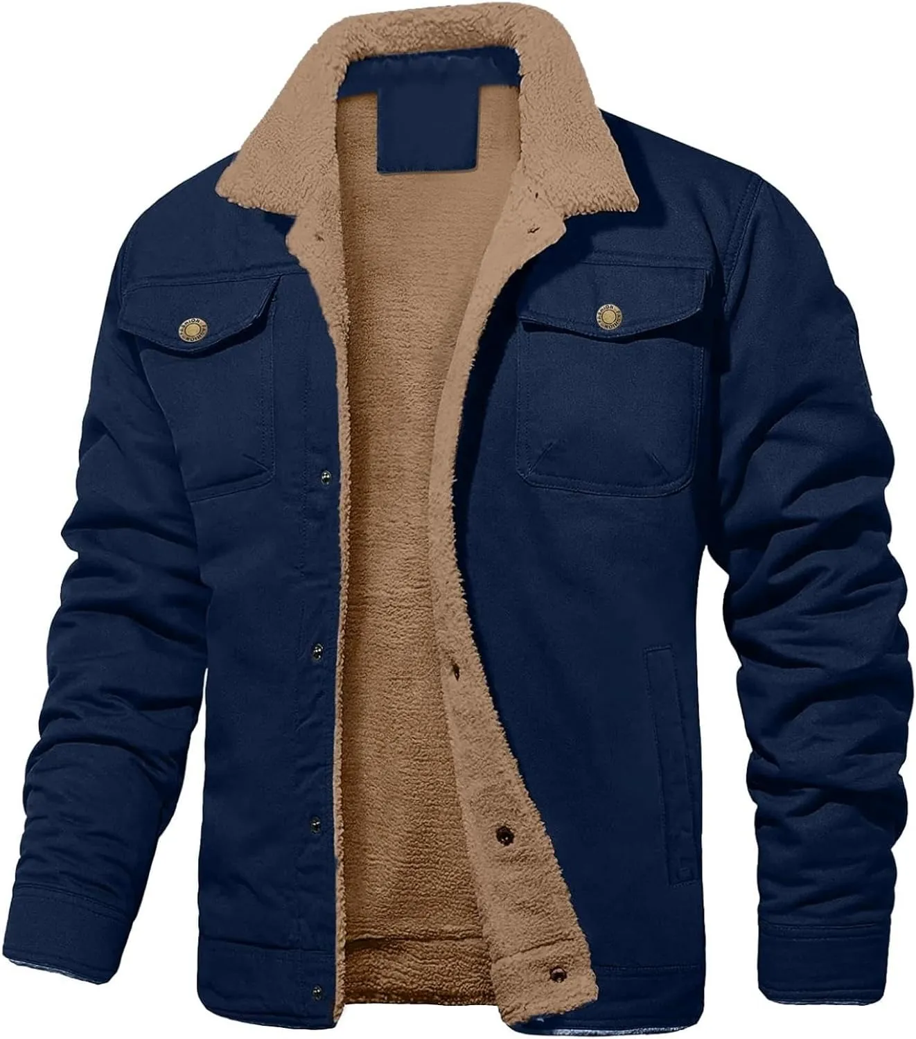 Men's Cotton Army Jacket Winter Sherpa Fleece Lined Cargo Jacket Coat Parka Winter Work Jacket