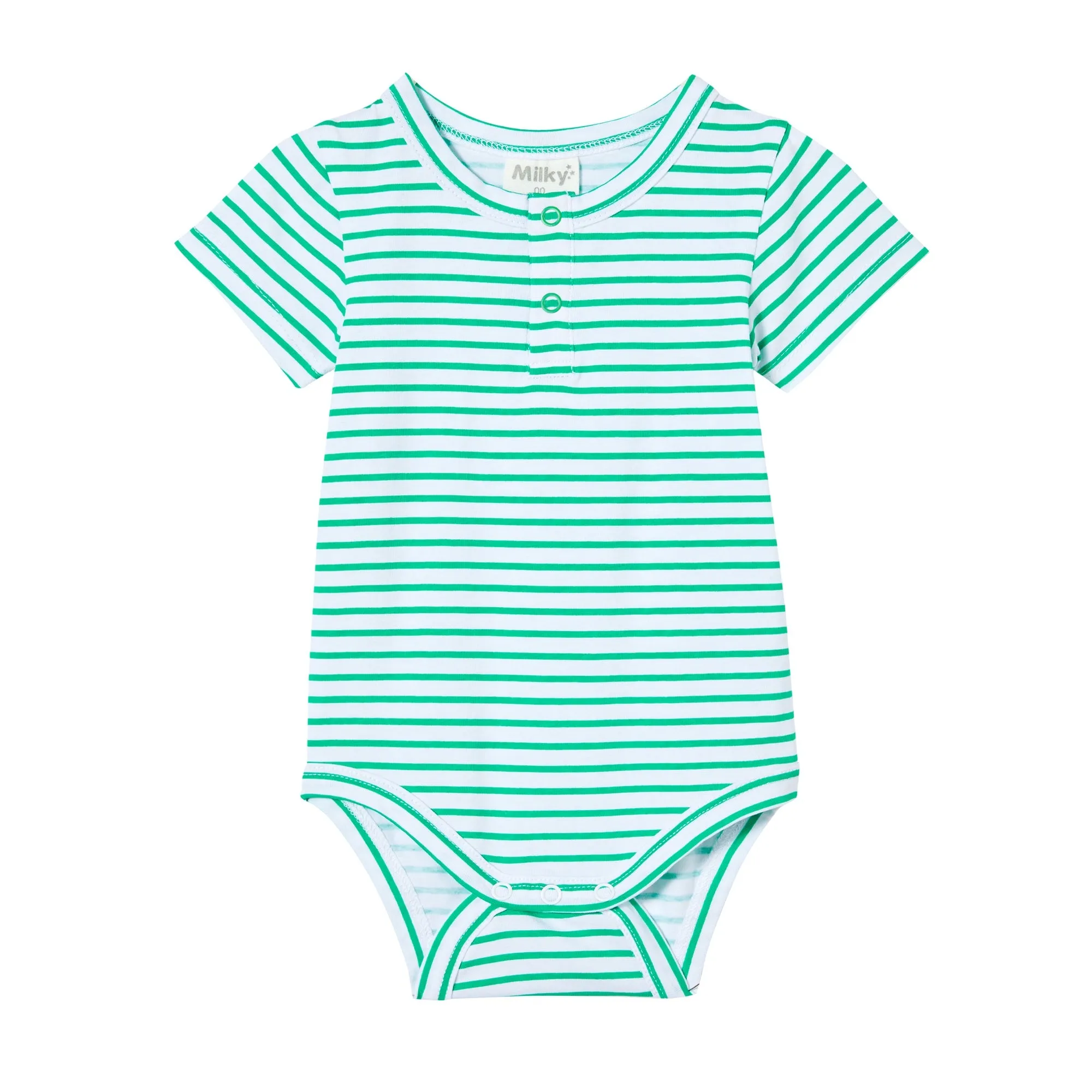 Milky Green Stripe Bubbysuit - Green Mini Stripe