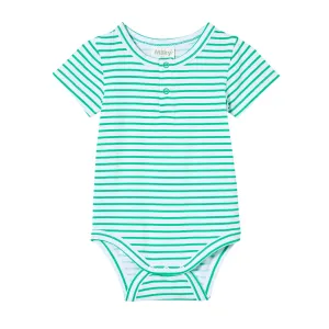 Milky Green Stripe Bubbysuit - Green Mini Stripe
