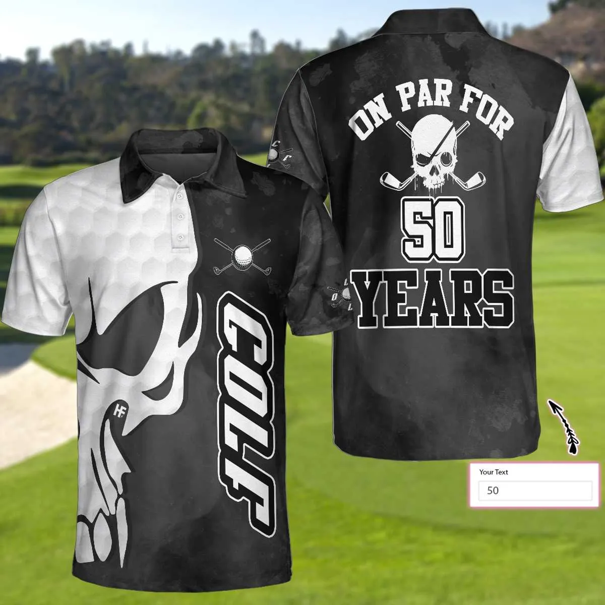 On Par For Years Golf Short Sleeve Custom Polo Shirt, Personalized Skull Black And White Golf Shirt For Men Coolspod