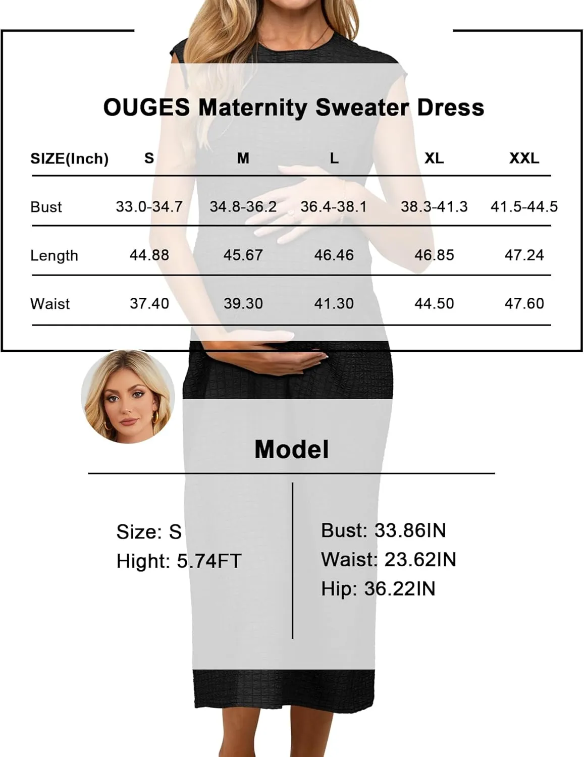 OUGES Womens 2025 Spring Cap Sleeve Maternity Dress Textured Midi Summer Pregnancy Business Casual Work Column Dress
