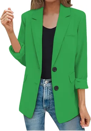 Oversized Blazers for Women 2025 Fashion Business Work Casual Suit Jacket Long Sleeve Open Front Buttons Lapel Coat