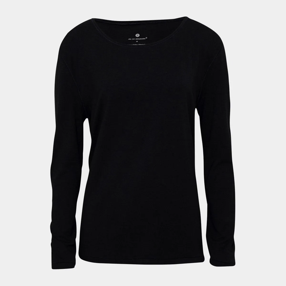 Sort langærmet bambus T-shirt med rund hals