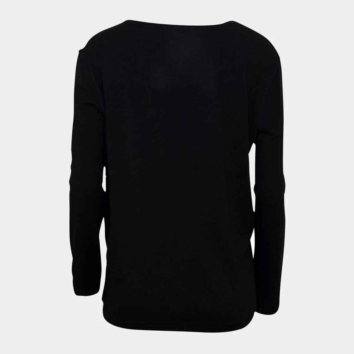 Sort langærmet bambus T-shirt med rund hals