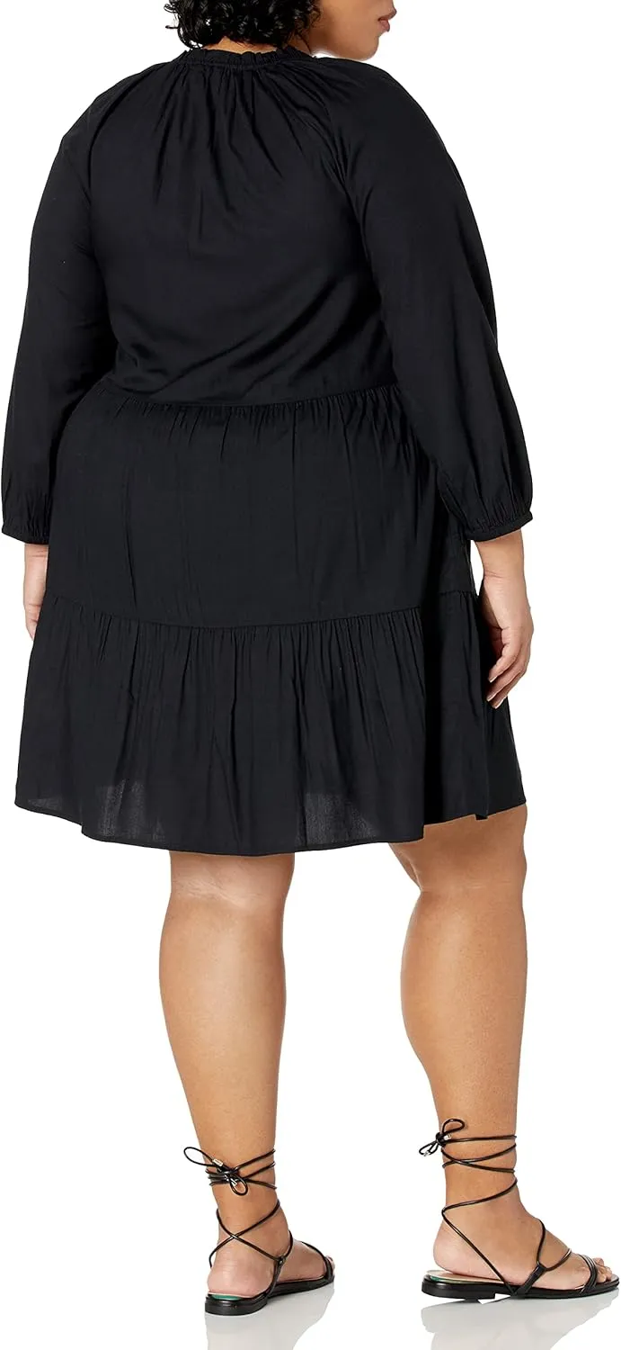 The Drop Women's @Caralynmirand Ruffle-Neck Tiered Mini Dress