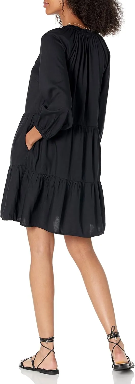 The Drop Women's @Caralynmirand Ruffle-Neck Tiered Mini Dress
