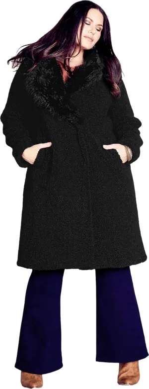 Women's Plus Size Teddy Faux Fur Jacket