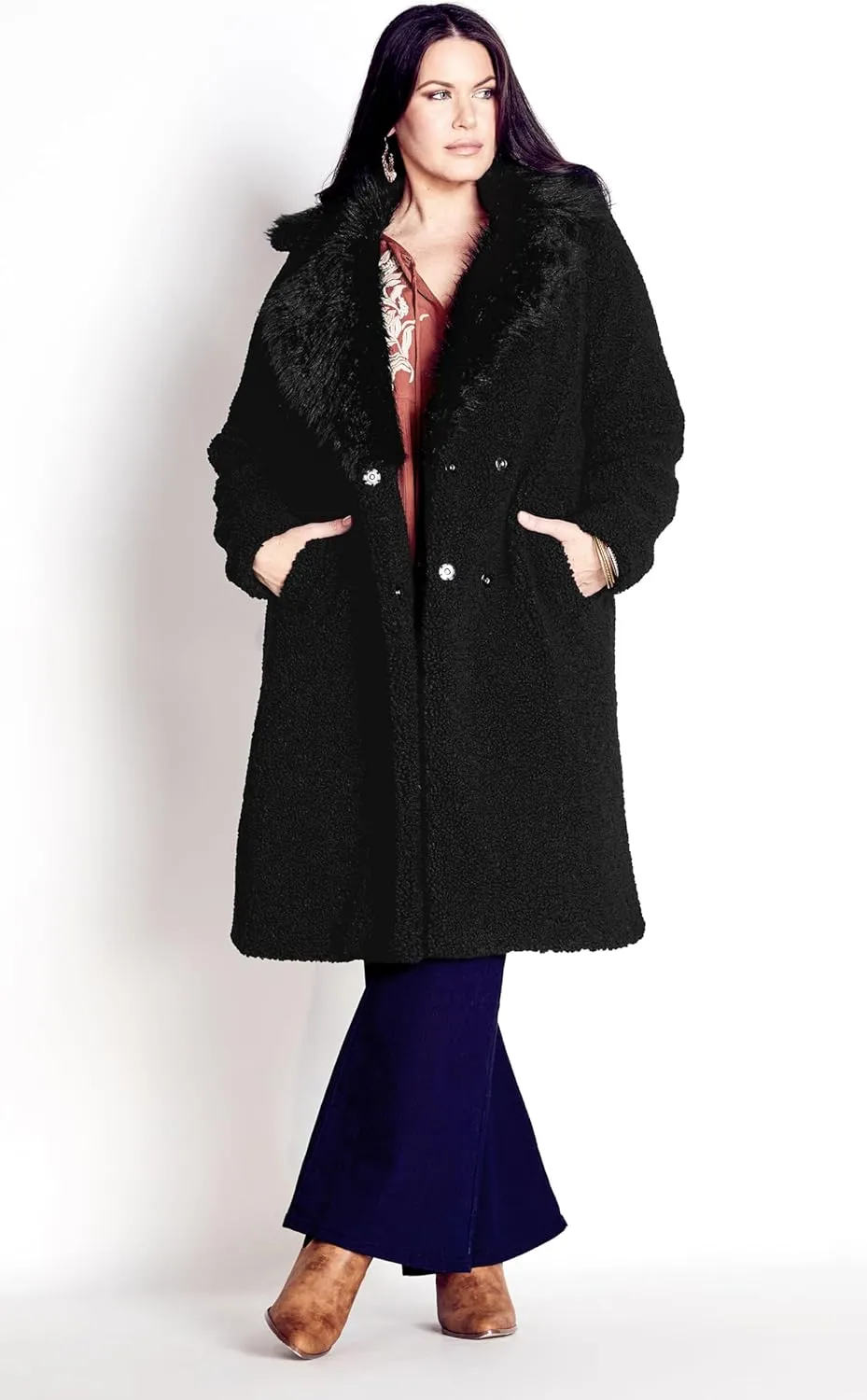 Women's Plus Size Teddy Faux Fur Jacket