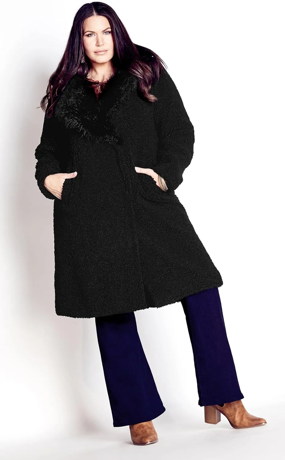 Women's Plus Size Teddy Faux Fur Jacket