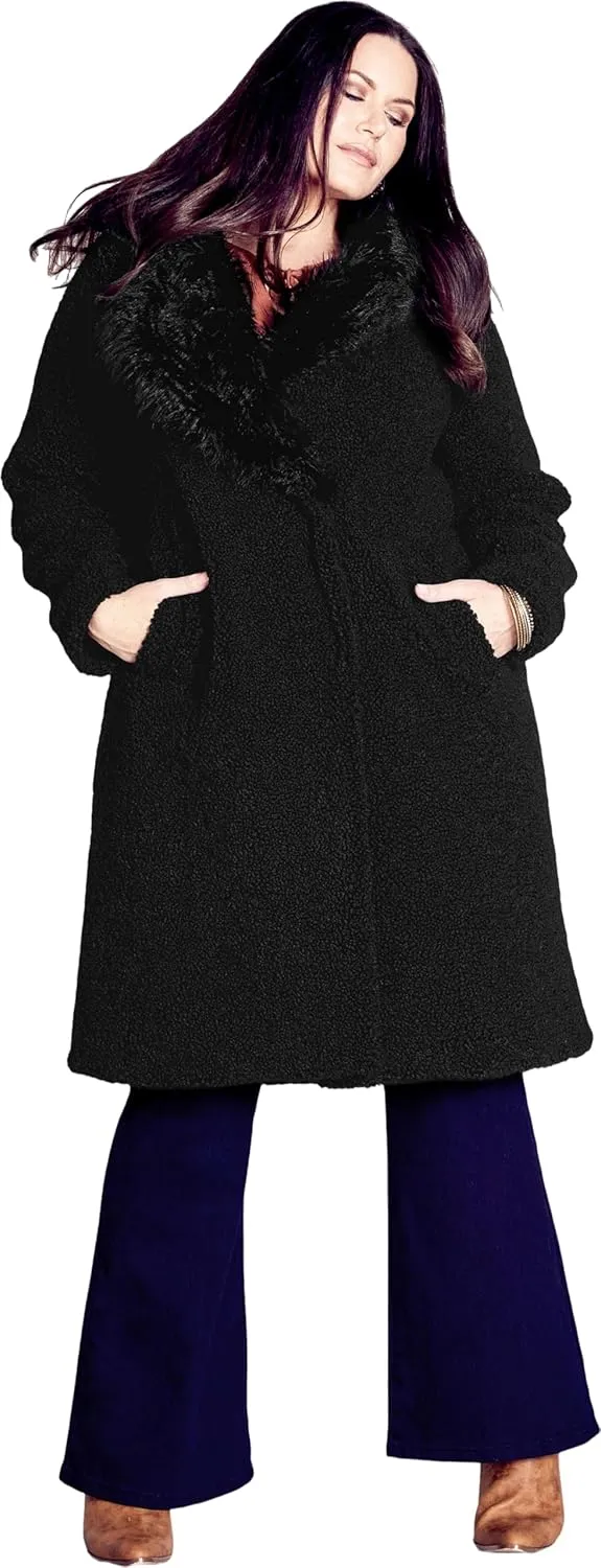 Women's Plus Size Teddy Faux Fur Jacket
