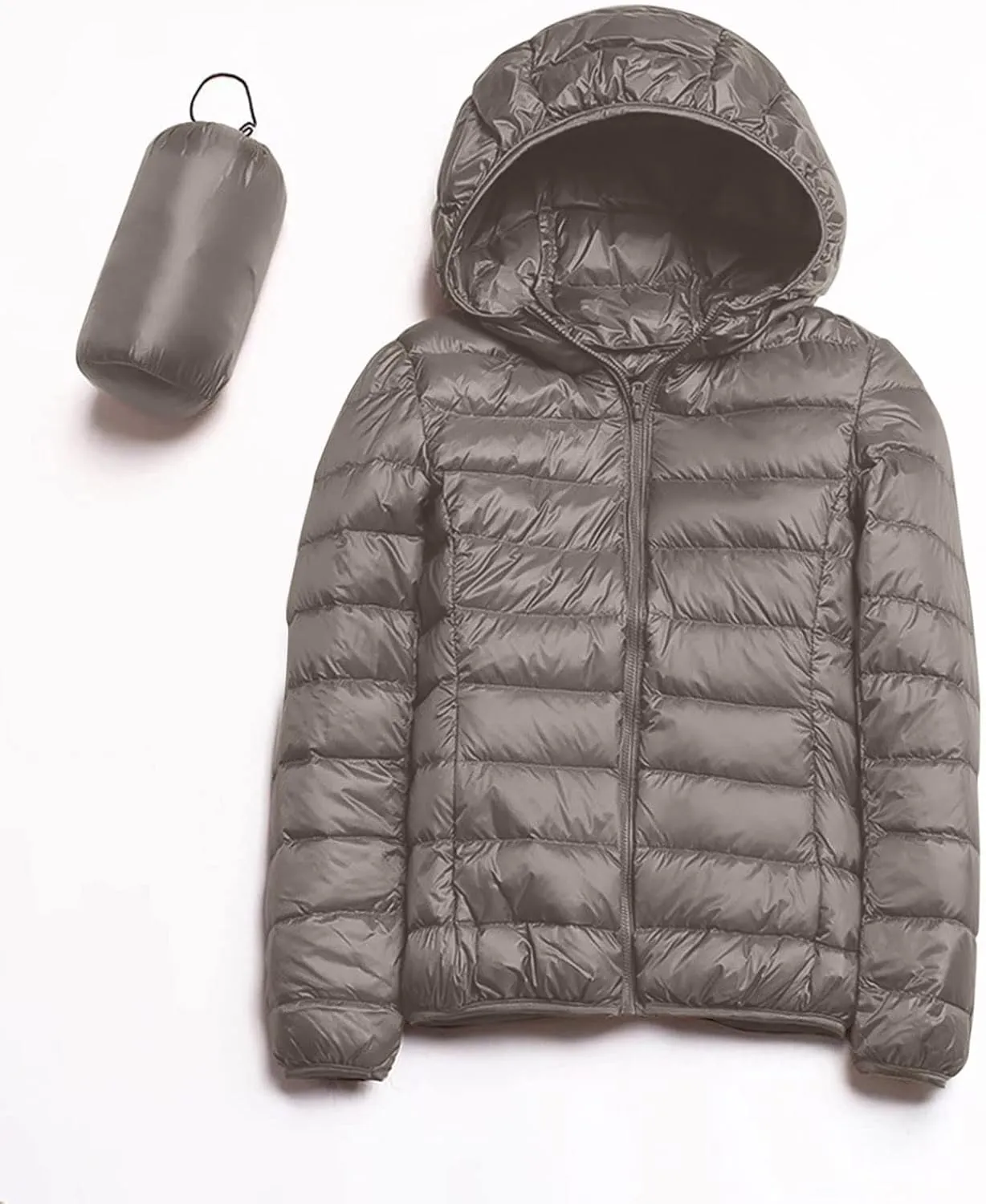 Womens Warm Lightweight Puffer Jackets Fashion Solid Color Waterproof Quilted Coats White Duck Down Casual Outerwears