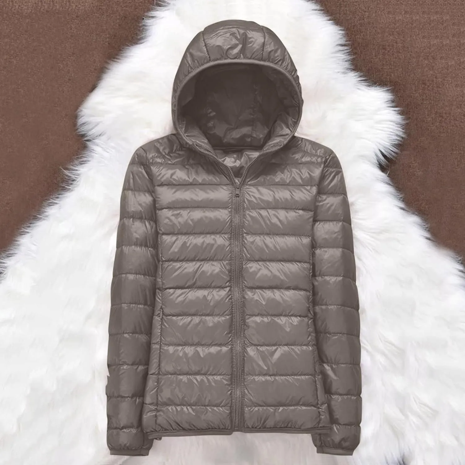 Womens Warm Lightweight Puffer Jackets Fashion Solid Color Waterproof Quilted Coats White Duck Down Casual Outerwears